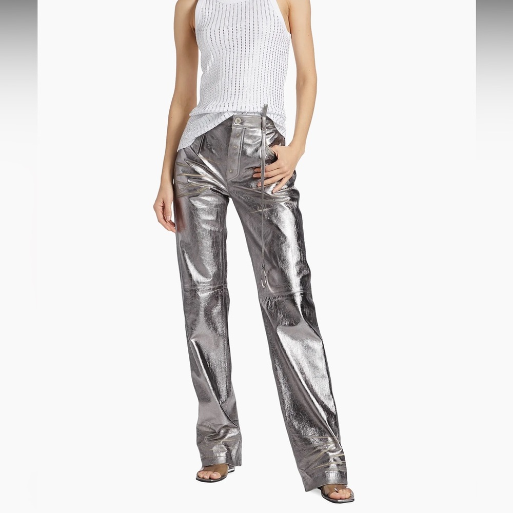The Attico slashed metallic leather pants size 38